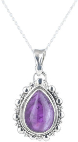 Teardrop Gemstone Sterling Silver Pendant