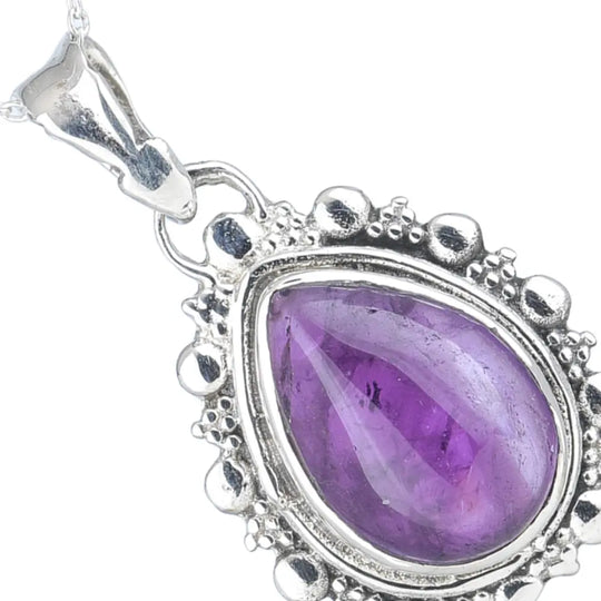 Teardrop Gemstone Sterling Silver Pendant