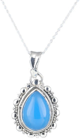 Teardrop Gemstone Sterling Silver Pendant