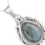 Teardrop Gemstone Sterling Silver Pendant