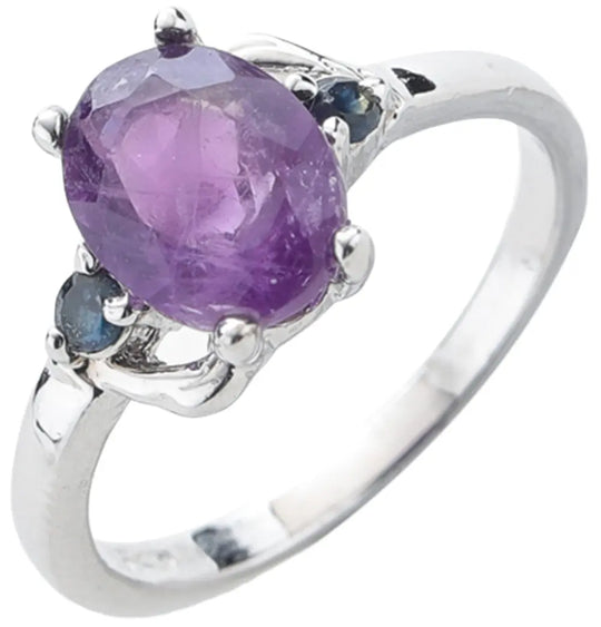 Garnet, Moonstone and Smoky Quartz Sterling Silver Ring