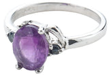 Garnet, Moonstone and Smoky Quartz Sterling Silver Ring