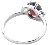 Garnet, Moonstone and Smoky Quartz Sterling Silver Ring