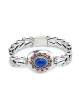 Coral and Lapis Lazuli Sterling Silver Bracelet