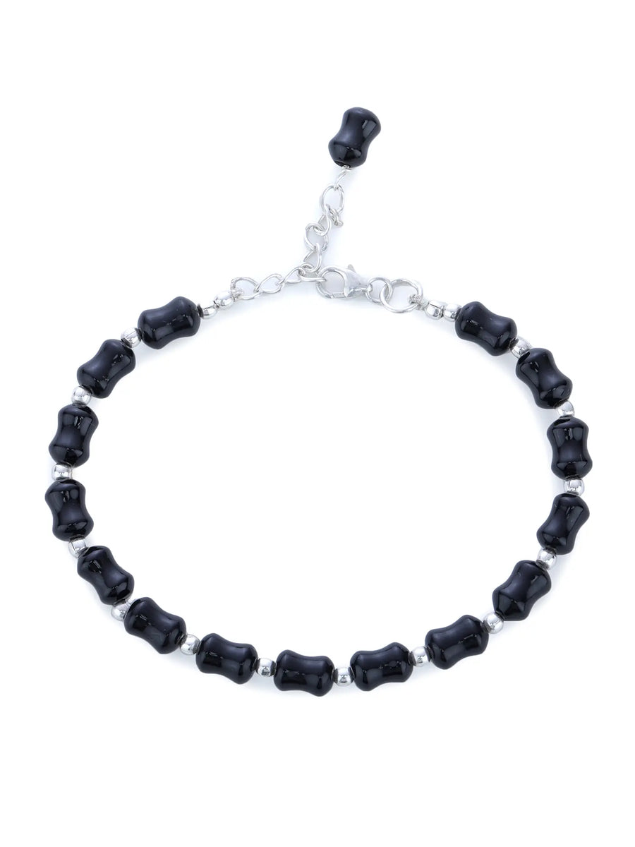 Black Onyx Spindle Sterling Silver Bracelet