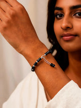 Black Onyx Spindle Sterling Silver Bracelet