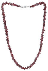 Uncut Garnet Chip Bead Sterling Silver Necklace