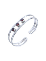 Garnet Stone Sterling Silver Cuff Bracelet