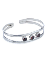 Garnet Stone Sterling Silver Cuff Bracelet