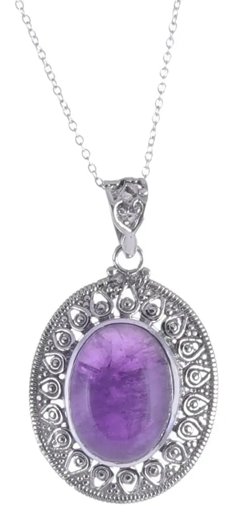 Rainbow Moonstone Oval Rawa Work Sterling Silver Pendant