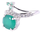 Turquoise and Cubic Zirconia Sterling Silver Ring