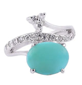 Turquoise and Cubic Zirconia Sterling Silver Ring