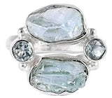 Iolite and Blue Topaz Gemstone Sterling Silver Ring