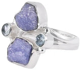 Iolite and Blue Topaz Gemstone Sterling Silver Ring