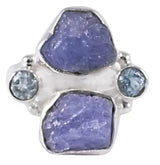 Iolite and Blue Topaz Gemstone Sterling Silver Ring
