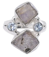 Iolite and Blue Topaz Gemstone Sterling Silver Ring
