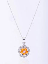 Floral Sterling Silver Pendant with Garnet, Amethyst and Topaz