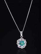 Floral Sterling Silver Pendant with Garnet, Amethyst and Topaz