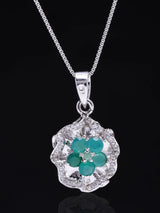 Floral Sterling Silver Pendant with Garnet, Amethyst and Topaz