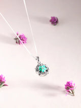 Floral Sterling Silver Pendant with Garnet, Amethyst and Topaz