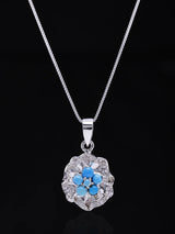 Floral Sterling Silver Pendant with Garnet, Amethyst and Topaz