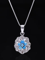 Floral Sterling Silver Pendant with Garnet, Amethyst and Topaz