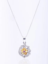 Floral Sterling Silver Pendant with Garnet, Amethyst and Topaz