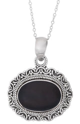 Gemstone Sterling Silver Pendant in Black Onyx and Turquoise