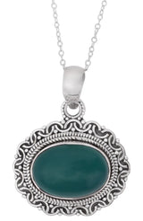 Gemstone Sterling Silver Pendant in Black Onyx and Turquoise