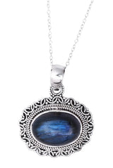 Gemstone Sterling Silver Pendant in Black Onyx and Turquoise