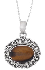 Gemstone Sterling Silver Pendant in Black Onyx and Turquoise