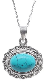 Gemstone Sterling Silver Pendant in Black Onyx and Turquoise