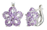 Garnet Peridot Citrine Faceted Sterling Silver Pendant and Earring Set