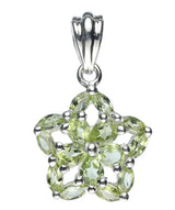 Garnet Peridot Citrine Faceted Sterling Silver Pendant and Earring Set