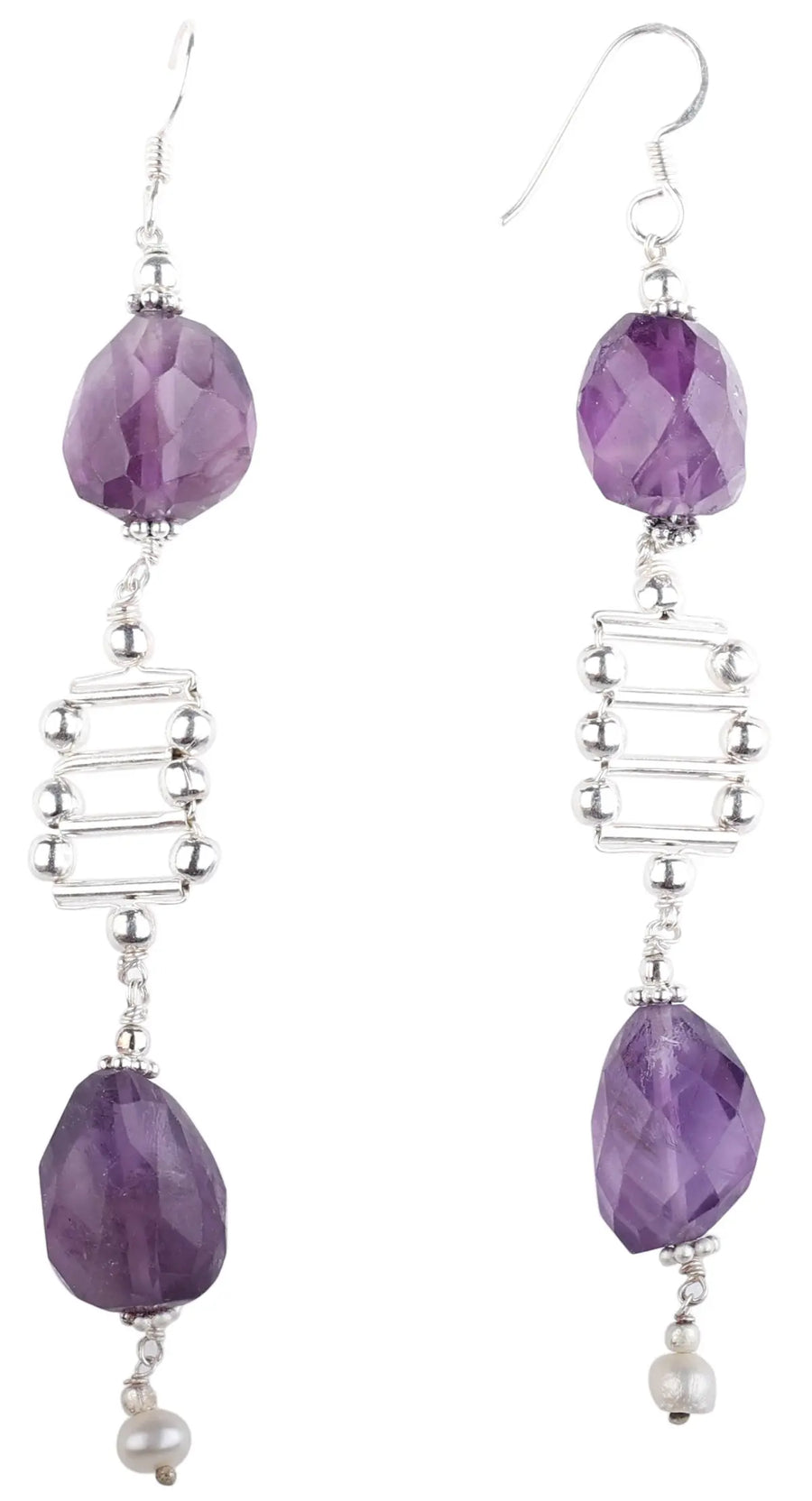 Faceted Amethyst Sterling Silver Earrings