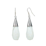 Faceted White Agate Pear Drop Sterling Silver Earrings