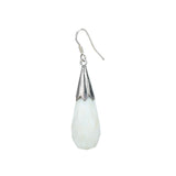 Faceted White Agate Pear Drop Sterling Silver Earrings