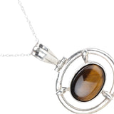 Tiger Eye Stone Sterling Silver Wheel Pendant