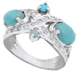 Turquoise and Cubic Zirconia Sterling Silver Ring