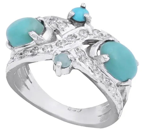 Turquoise and Cubic Zirconia Sterling Silver Ring