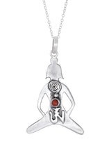 Yoga Mudra Red Coral Sterling Silver Pendant