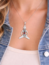 Yoga Mudra Red Coral Sterling Silver Pendant