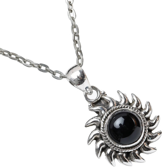 Sterling Silver Sun Motif Pendant with Gemstone Choices