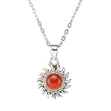 Sterling Silver Sun Motif Pendant with Gemstone Choices