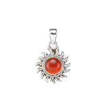 Sterling Silver Sun Motif Pendant with Gemstone Choices