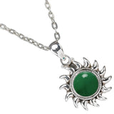 Sterling Silver Sun Motif Pendant with Gemstone Choices