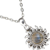 Sterling Silver Sun Motif Pendant with Gemstone Choices