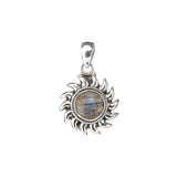Sterling Silver Sun Motif Pendant with Gemstone Choices