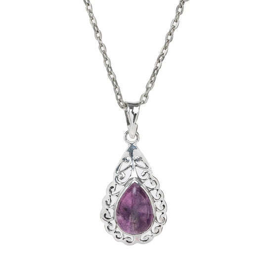 Pear Drop Gemstone Sterling Silver Pendant