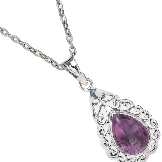 Pear Drop Gemstone Sterling Silver Pendant
